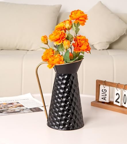 Elegant Black Metal Pitcher Vase for Home Dcor