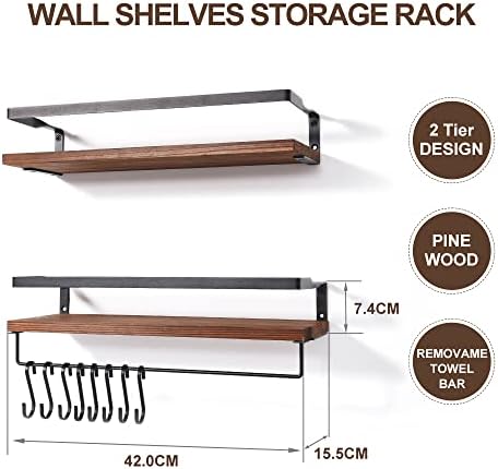 Uten Floating Shelves 8 Hooks Towel Holder