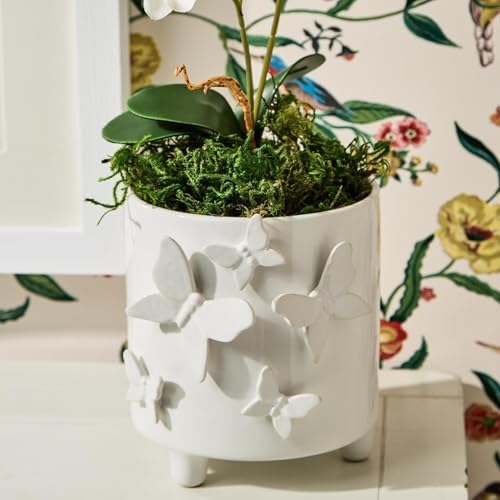 Twos Company Butterfly Footed Cachepot Vase 575 Inch Ceramic White