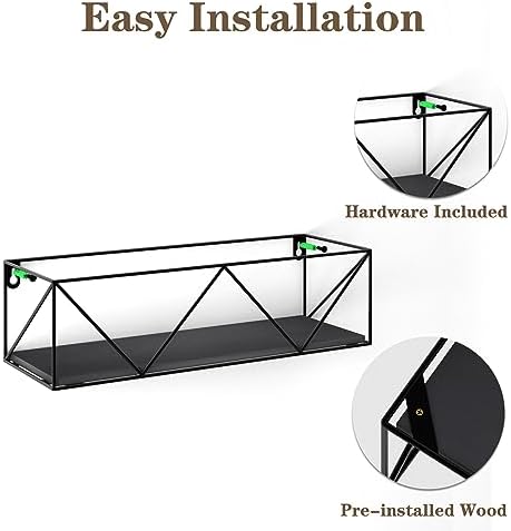 CRUGLA Black Floating Shelves Wall Mounted Set of 5
