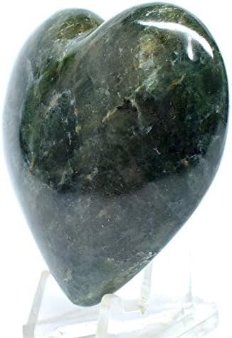 61mm Rich Green Diopside Puffy Heart with Display Stand