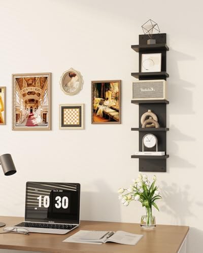 IBUYKE 5 Tier Wall Shelving Unit Black Vertical Storage Shelf