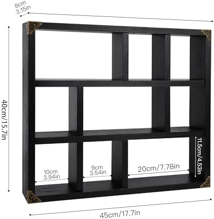 MITREL 177x157-Inch Shadow Box Shelf Set of 2 Classic Black