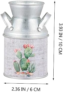 PRETYZOOM 3pcs Retro Tinplate Flower Vase with Handle