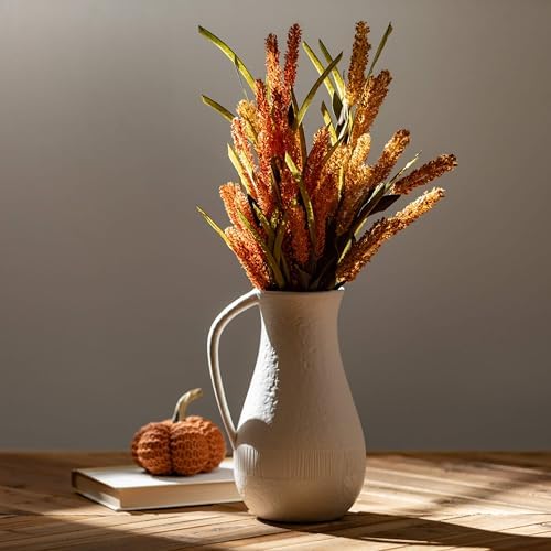 Sullivans Ceramic Vase White Pitcher with Handle 10 Inch