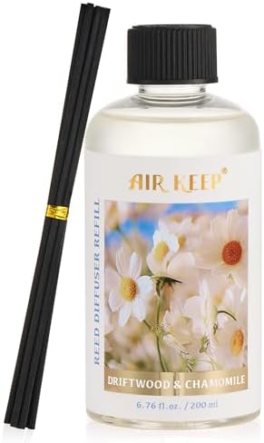 Airkeep Reed Diffuser Oil Refill with 8 Sticks 200ml Chamomile Wood Scent