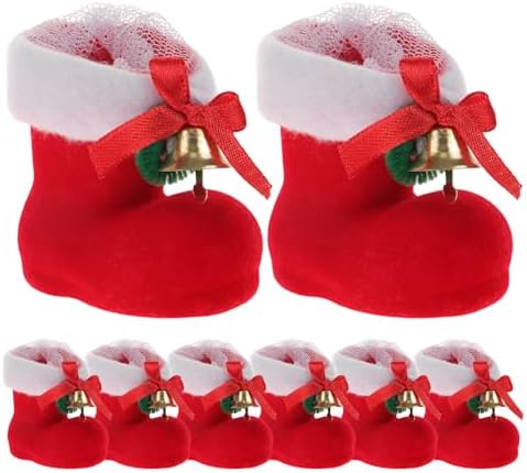FOMIYES 8Pcs Santa Candy Boots Bags