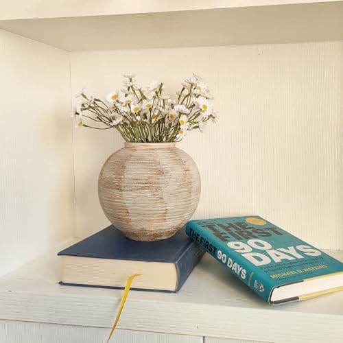 Rustic Ribbed Vase - 63 Inch Ceramic Farmhouse Decor