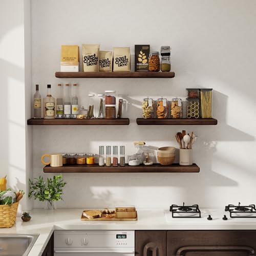 Axeman 48 Inch Walnut Floating Shelves Set of 2