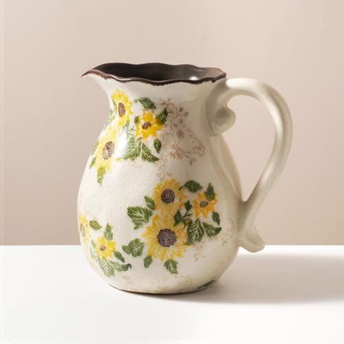 Ceramic Rustic Sunflower Vase for Home Decor