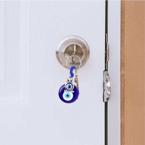 3pcs Blue Evil Eye Keychain with Butterfly Elephant Owl Hanging Ornament