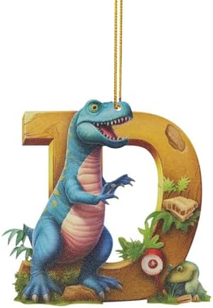 Christmas Dinosaur Alphabet Letters Hanging Ornament A-Z Decor