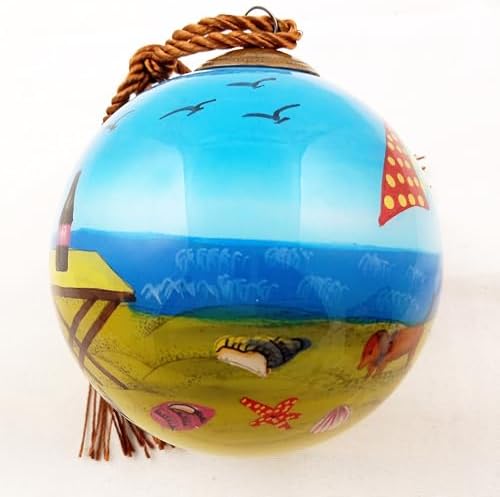 Inside-Painted Glass Ornament - Santa Beach Holiday Decor