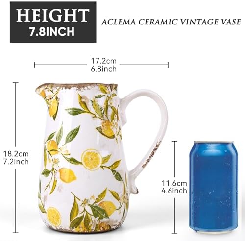 Lemon Vintage Vase with Handle 7 Inch