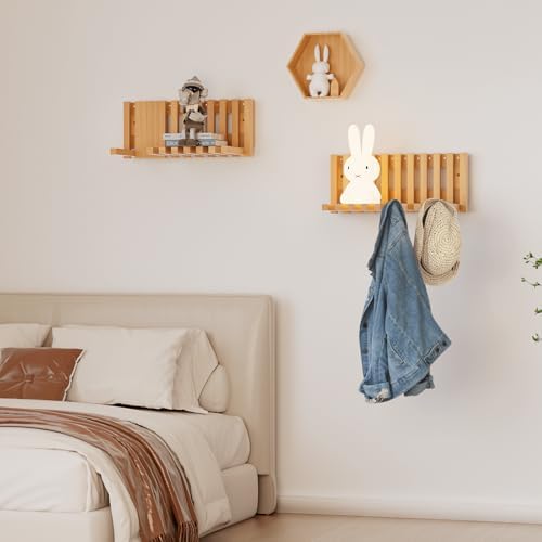 Piano Key Floating Shelf Set - 16 Inch Wall Mounted Storage