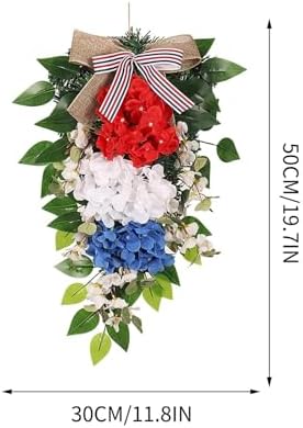 197inch Patriotic Teardrop Wreath Red White Blue Hydrangea