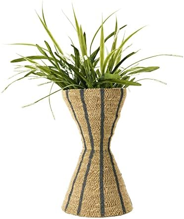 Bloomingville Hourglass Shape Seagrass Vase with Stripes