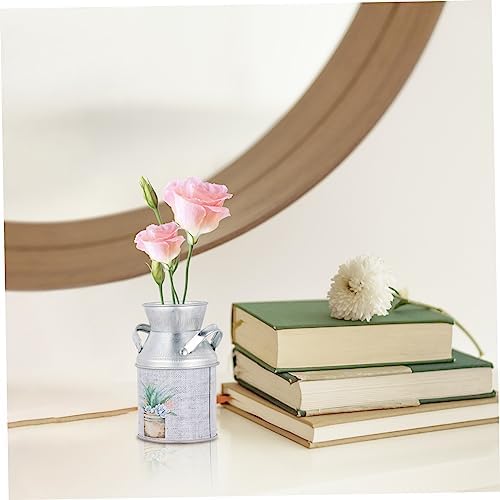 PRETYZOOM 3pcs Retro Tinplate Flower Vase with Handle