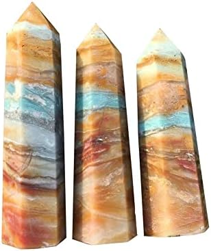PEKMAR Natural Polished Amazonite Obelisk Crystal for Home Decor