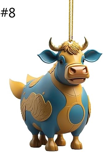 Lanema Playful 3D Cartoon Cow Car Pendant Decorations