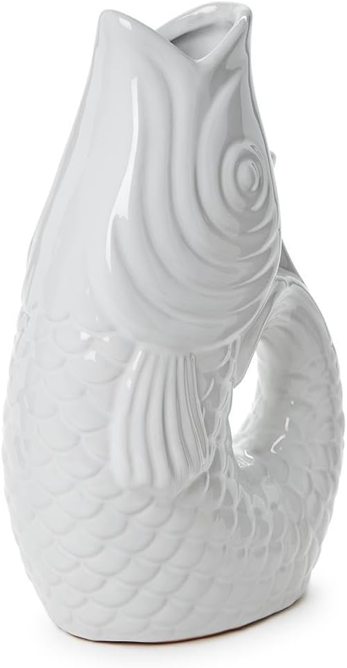 Twos Company Large Fish Vase 12 Inch Ceramic White