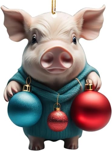 Cute Cartoon Christmas Pig Hanging Ornament