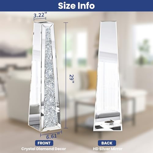 29 Inch Tall Crushed Diamond Floor Vase in Silver