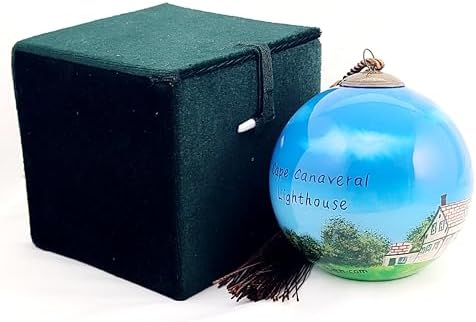 Hand Painted Lighthouse Glass Ornament - Unique Artisan Decor