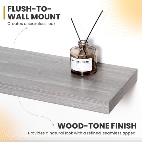 24 Inch Floating Shelves Set of 2 Gray Rustic Design
