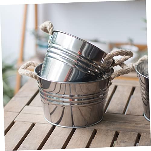 BESPORTBLE Rustic Bucket Vase with Hemp Rope Handle