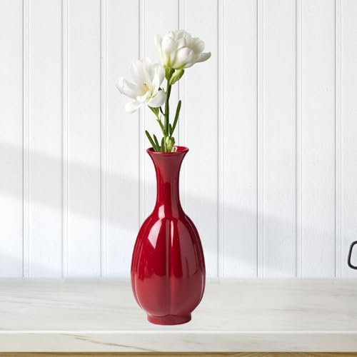 Red Ceramic Vase Farmhouse Pitcher Decorative Vase