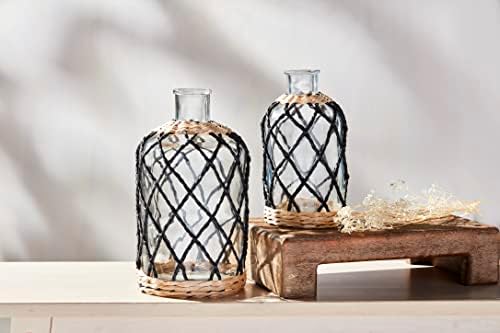 Mud Pie Black Woven Sleeve Vase Small