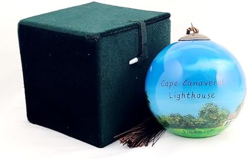 Hand Painted Lighthouse Glass Ornament - Unique Artisan Decor