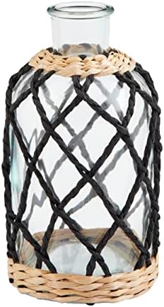 Mud Pie Black Woven Sleeve Vase Small