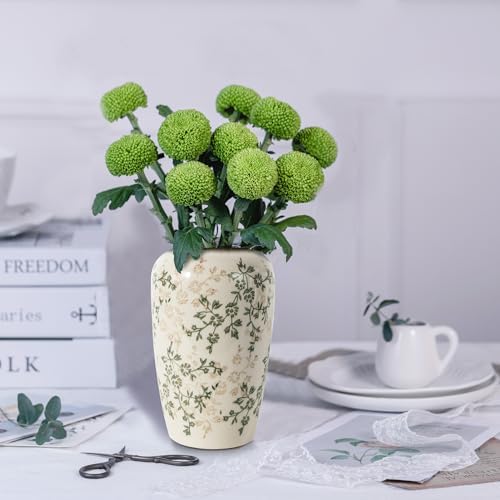 Rustic Ceramic Vase with Crackle Glaze Farmhouse Decor