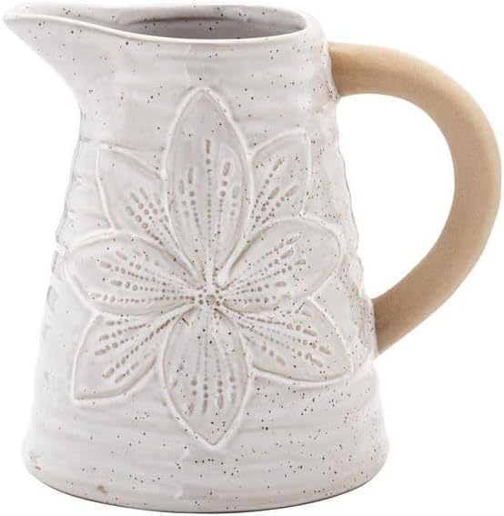 Napco Imports Embossed Floral Pitcher Vase Planter 6x55 Inch