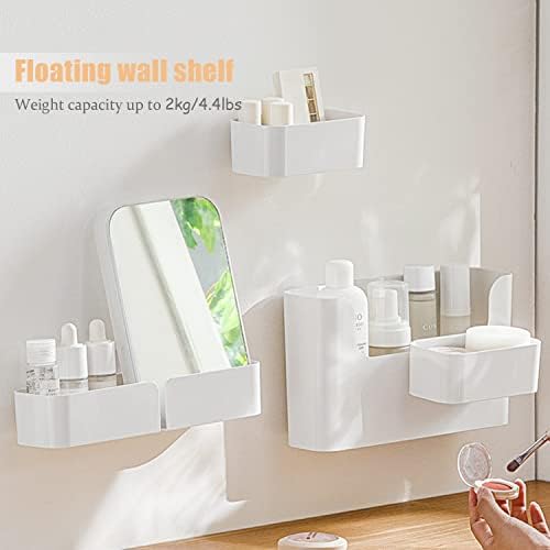 4 Pack White Floating Wall Shelf Organizer Set