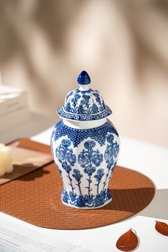 Blue and White Ginger Jar 15 Inch Ceramic Vase