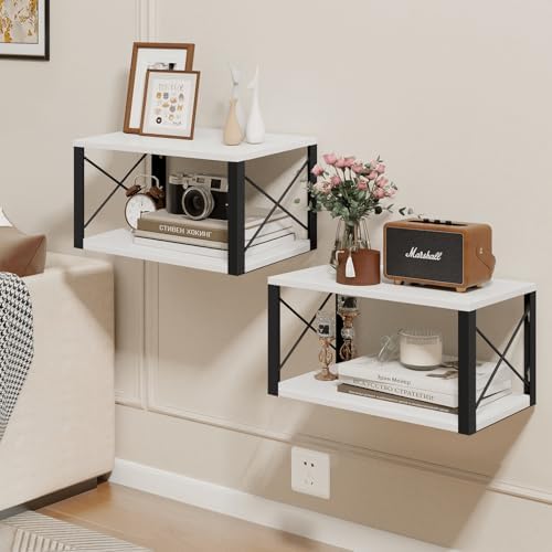 Homode Floating Night Stand White Modern Wall Mount Shelf