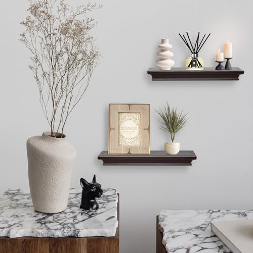 AHDECOR Floating Shelves Set of 2 Espresso Brown