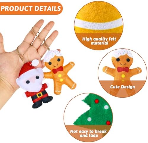 Whaline 8Pcs 3D Felt Christmas Ornament Set