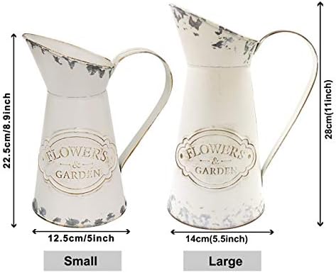 Soyizom Galvanized Metal Pitcher Vase Shabby Chic Decor