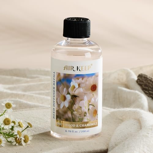 Airkeep Reed Diffuser Oil Refill with 8 Sticks 200ml Chamomile Wood Scent