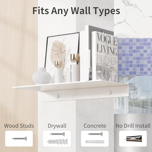 Danpoo 2PCS Silver Floating Shelves for Wall Storage