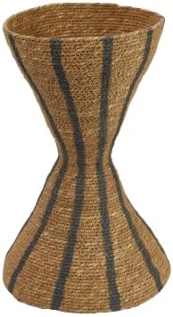 Bloomingville Hourglass Shape Seagrass Vase with Stripes