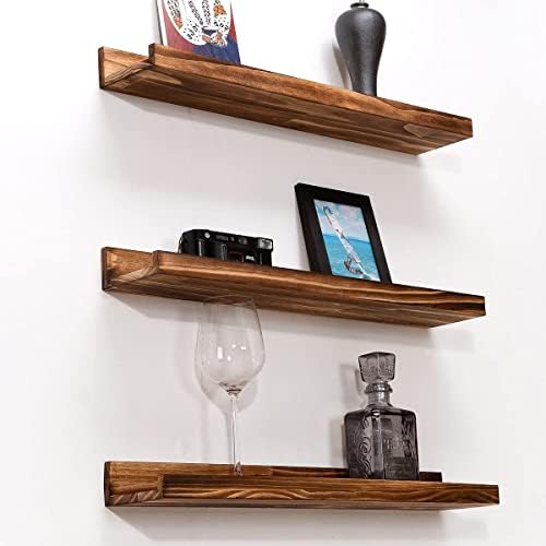 MBYD 3 Pc 24 Inch Floating Shelves Natural Wood