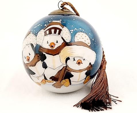 Honeylet Inside Painted Glass Penguin Ornament