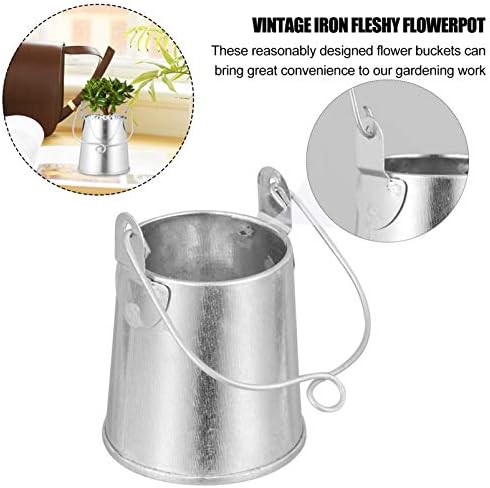 EXCEART 3pcs Retro Iron Flower Bucket Plant Container with Handle