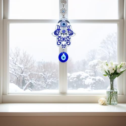 Betterdecor Blue Evil Eye Hamsa Hand Wall Hanging