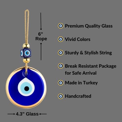 BCS Blue Evil Eye Wall Decor with Gold Border